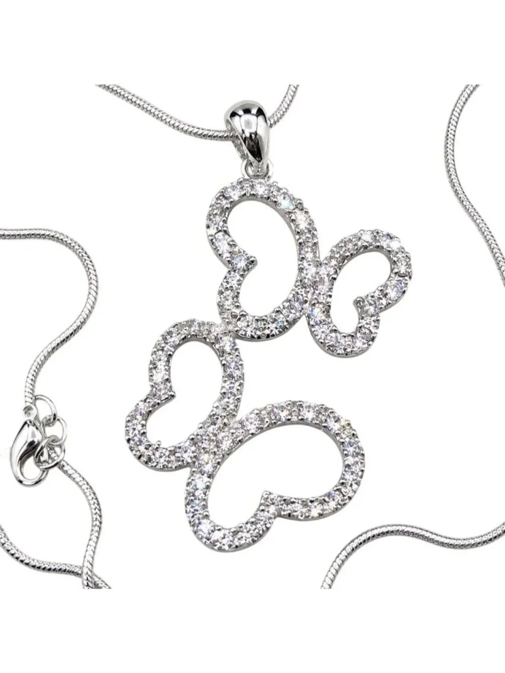 Vintage Butterfly Pendant Necklace Sterling Overlay‎ Made with Swarovski Crystal
